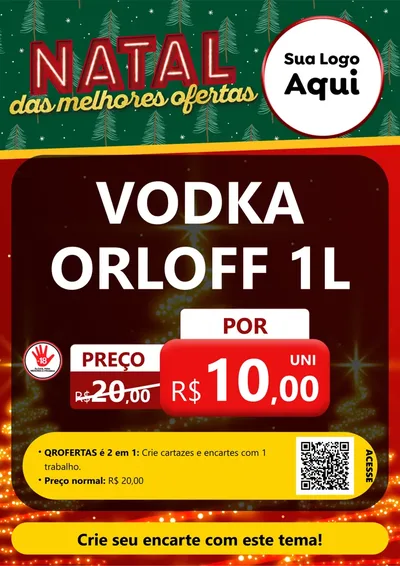 Modelo de Cartaz para Cartaz A4 Vertical com o tema Natal das Melhores Ofertas para Distribuidora de bebidas