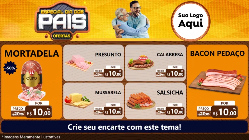 Modelo de TV para TV Horizontal com o tema Especial Dia dos Pais para Frios e Laticínios