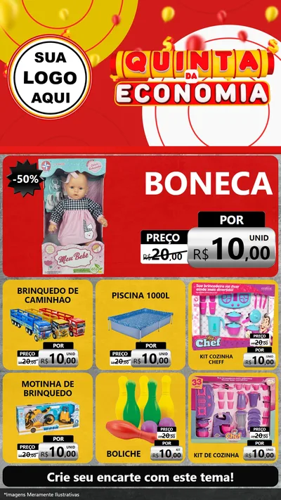 Modelo de Rede Social para Stories com o tema Quinta da Economia para Brinquedos