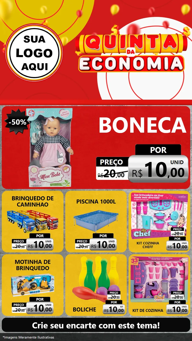 Modelo de Rede Social para Stories com o tema Quinta da Economia para Brinquedos
