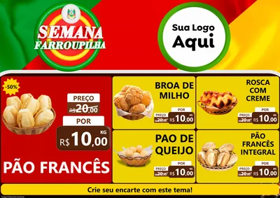 Modelo de Encarte para Encarte A4 Horizontal com o tema Semana Farroupilha para Padaria