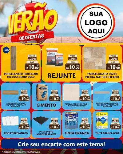 Modelo de Rede Social para Feed Instagram com o tema Verão de Ofertas para Pisos e revestimentos