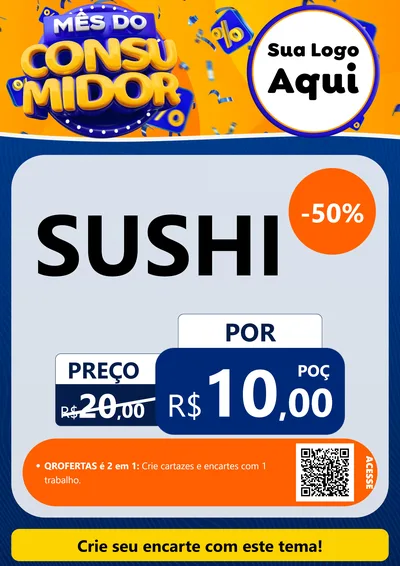 Modelo de Cartaz para Cartaz A4 Vertical com o tema Mês do Consumidor para Comida japonesa