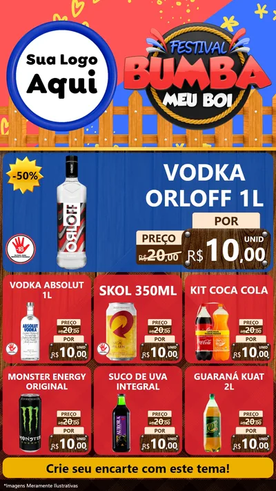 Modelo de Rede Social para Stories com o tema Festival Bumba Meu Boi para Distribuidora de bebidas