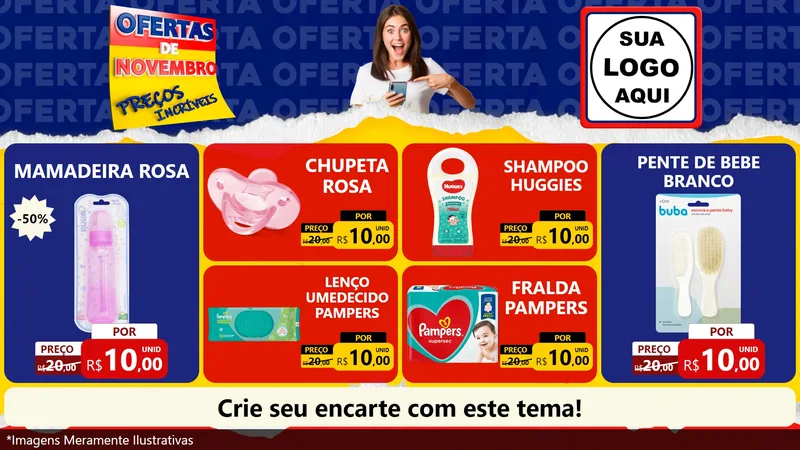 Modelo de TV para TV Horizontal com o tema Ofertas de Novembro - Preços Incríveis para Bebês