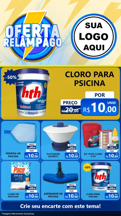 Modelo de Rede Social para Stories com o tema Oferta Relâmpago para Produtos para Piscina