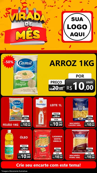 Modelo de Rede Social para Stories com o tema Virada de Mês para Supermercado
