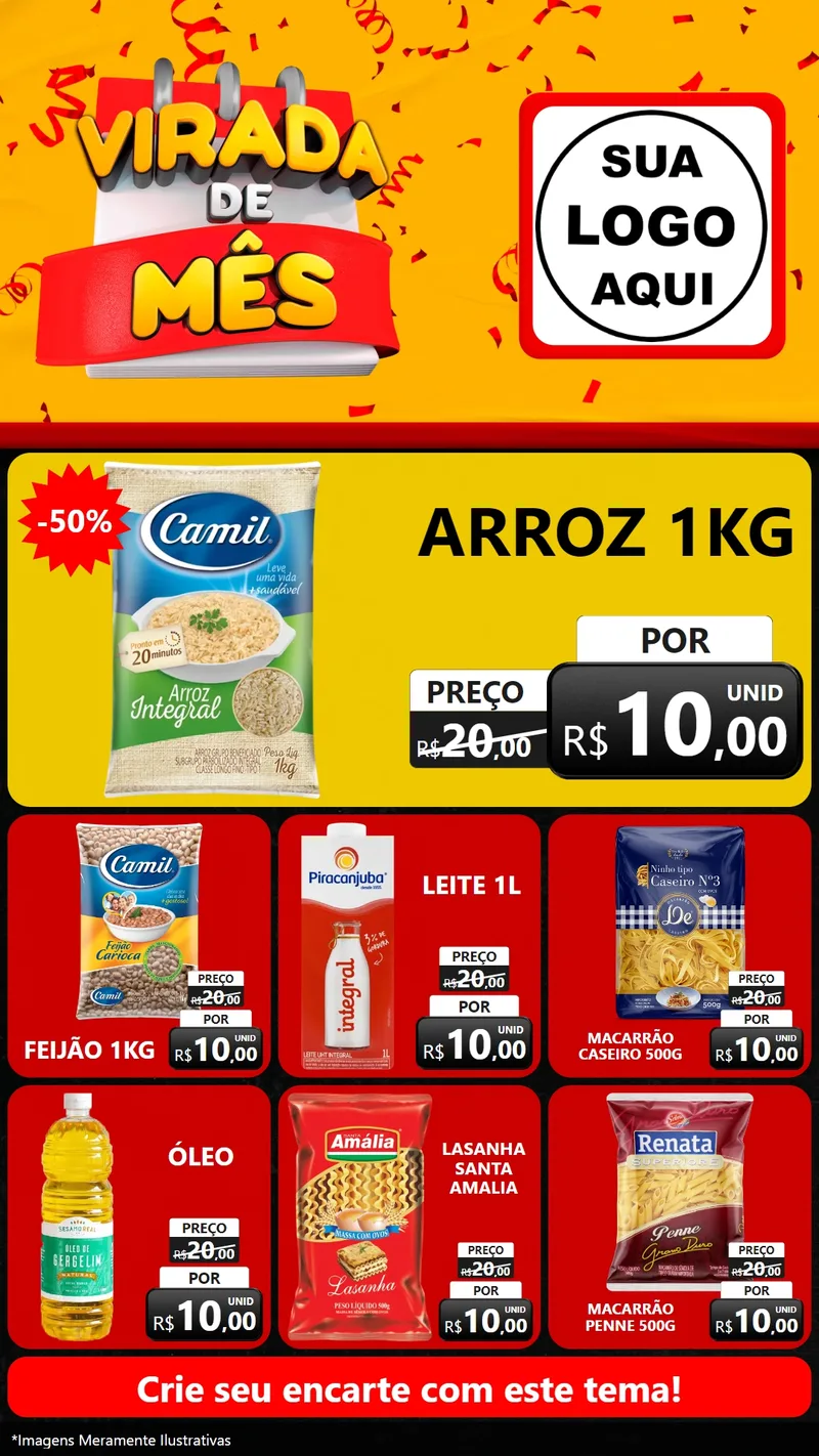 Modelo de Rede Social para Stories com o tema Virada de Mês para Supermercado