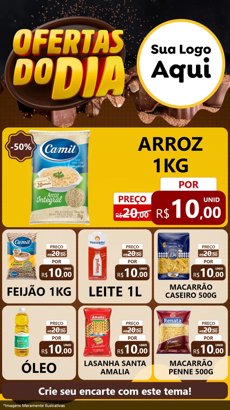 Modelo de Rede Social para Stories com o tema Ofertas do Dia para Supermercado