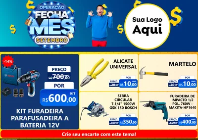 Modelo de Encarte para Encarte A4 Horizontal com o tema Operação Fecha Mês Setembro para Maquinas e Ferramentas