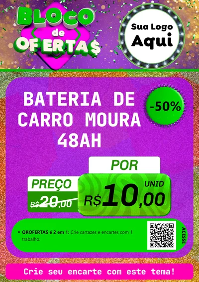 Modelo de Cartaz para Cartaz A4 Vertical com o tema Bloco de Ofertas para Baterias Elétricas