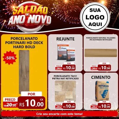 Modelo de Rede Social para Feed Facebook com o tema Saldão de Ano Novo para Pisos e revestimentos