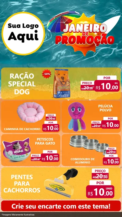 Modelo de TV para TV Vertical com o tema Janeiro de Promoção para Pet Shop