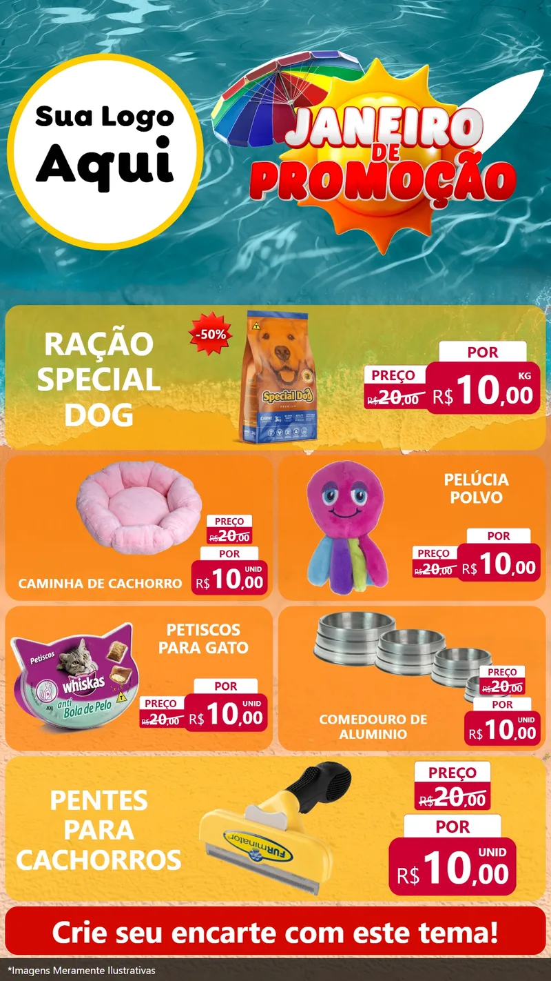 Modelo de TV para TV Vertical com o tema Janeiro de Promoção para Pet Shop