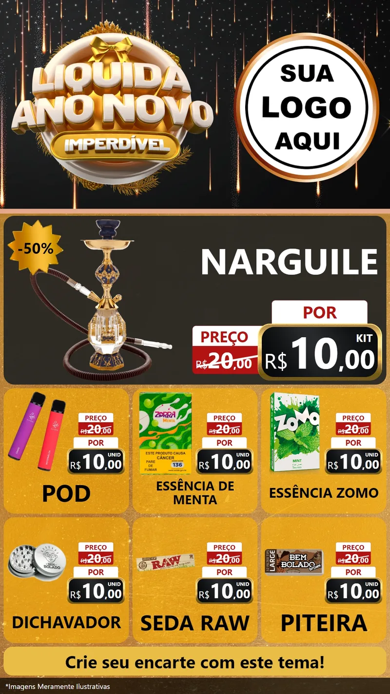 Modelo de Rede Social para Stories com o tema Liquida Ano Novo Imperdível para Tabacaria