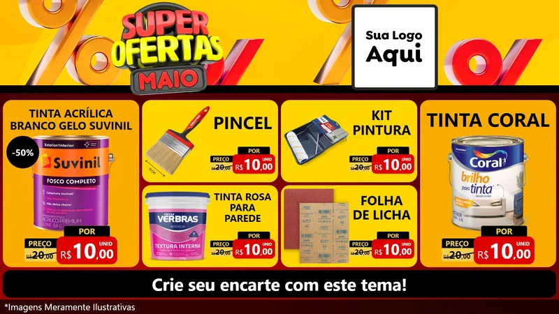 Modelo de TV para TV Horizontal com o tema Super Ofertas Maio para Tintas e Ferramentas