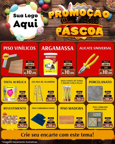 Modelo de Rede Social para Feed Instagram com o tema Promoção Páscoa para Material para Construção