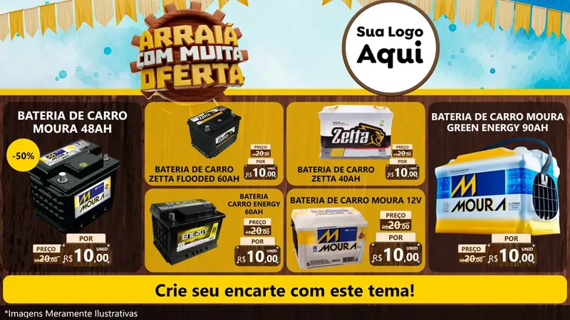 Modelo de TV para TV Horizontal com o tema Ofertas de São João - Junina para Baterias Elétricas