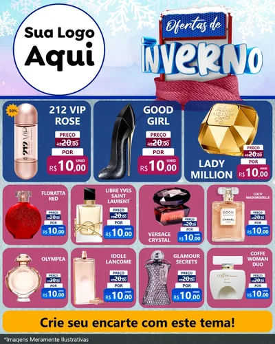 Modelo de Rede Social para Feed Instagram com o tema Ofertas de Inverno para Perfumes