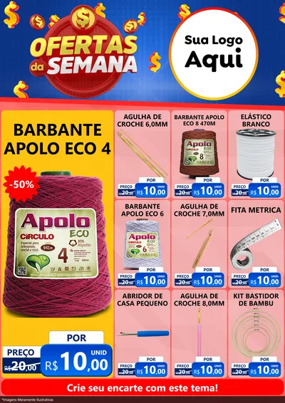 Modelo de Encarte para Encarte A4 Vertical com o tema Ofertas Da Semana para Armarinho e Aviamentos