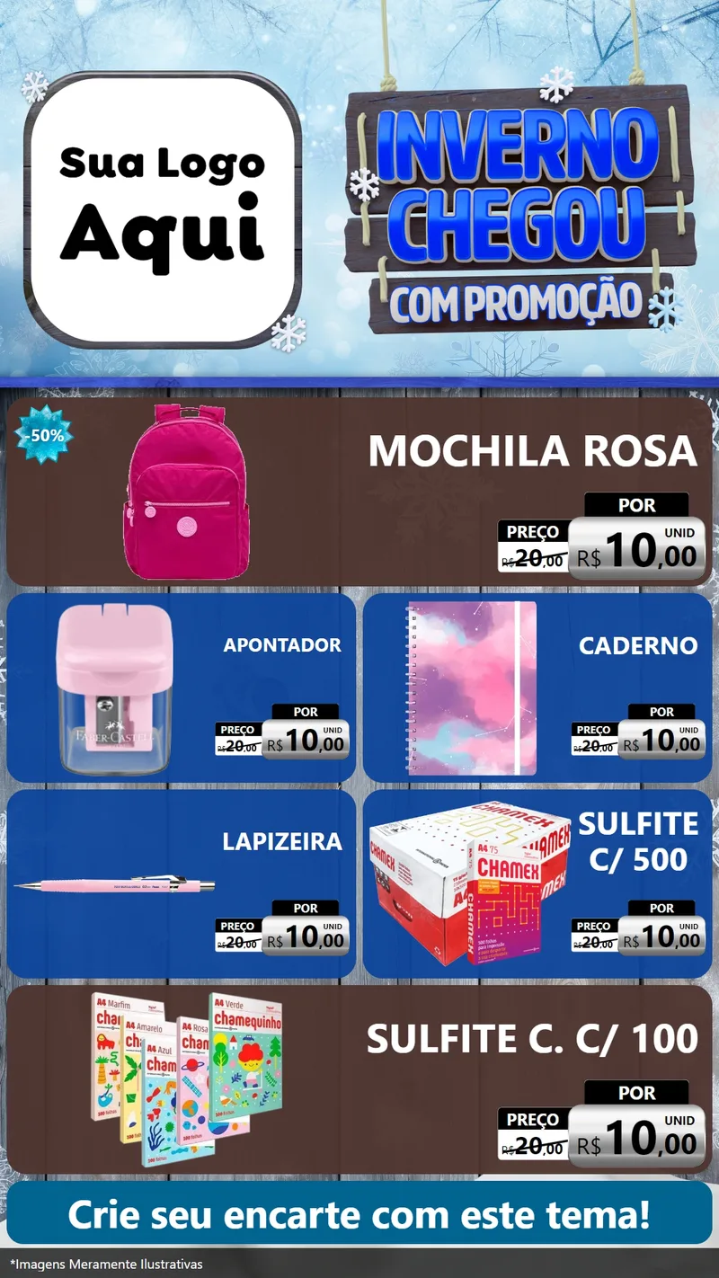 Modelo de TV para TV Vertical com o tema Inverno Chegou Com Promoção para Papelaria