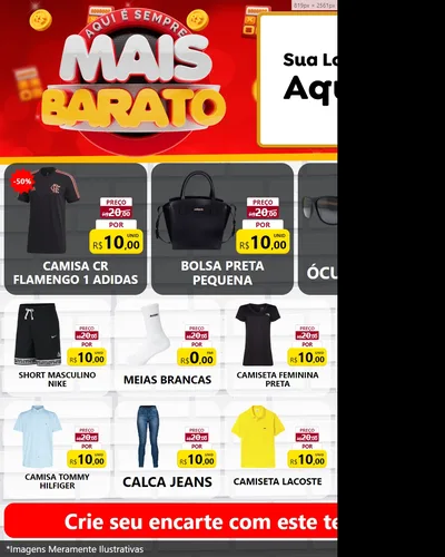 Modelo de Rede Social para Feed Instagram com o tema Mais Barato para Roupas e acessórios