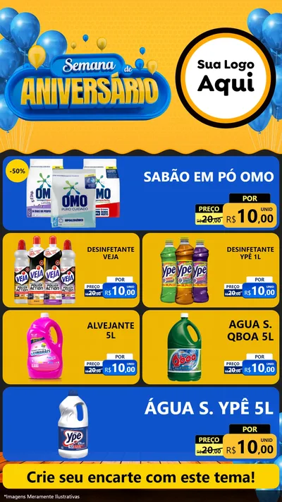 Modelo de TV para TV Vertical com o tema Semana de Aniversário para Produtos de Limpeza