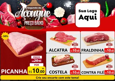 Modelo de Encarte para Encarte A4 Horizontal com o tema Segunda do Açougue Preço Baixo para Açougue