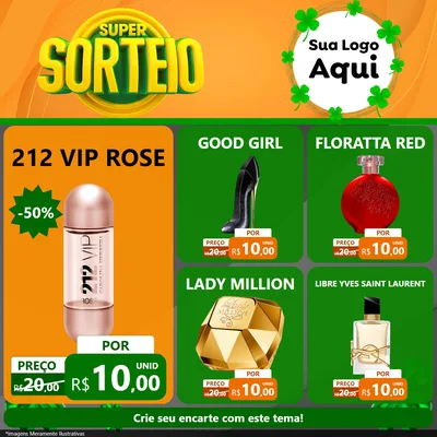 Modelo de Rede Social para Feed Facebook com o tema Super Sorteio para Perfumes