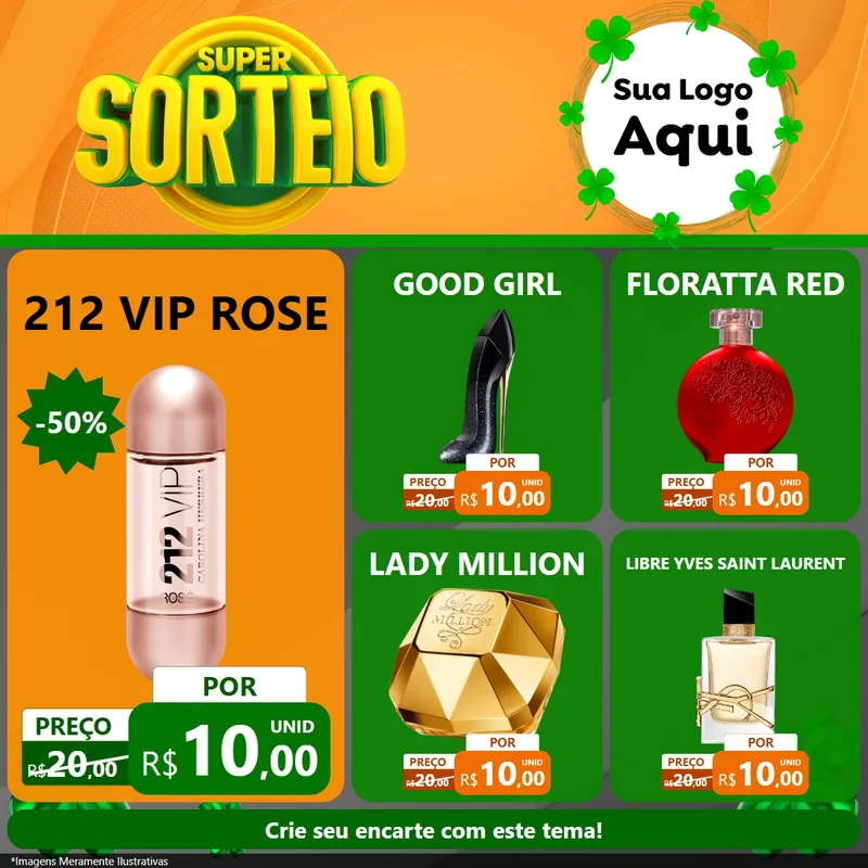 Modelo de Rede Social para Feed Facebook com o tema Super Sorteio para Perfumes