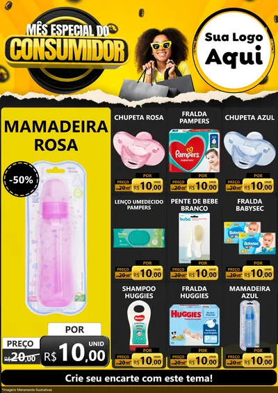 Modelo de Encarte para Encarte A4 Vertical com o tema Mês Especial do Consumidor para Bebês