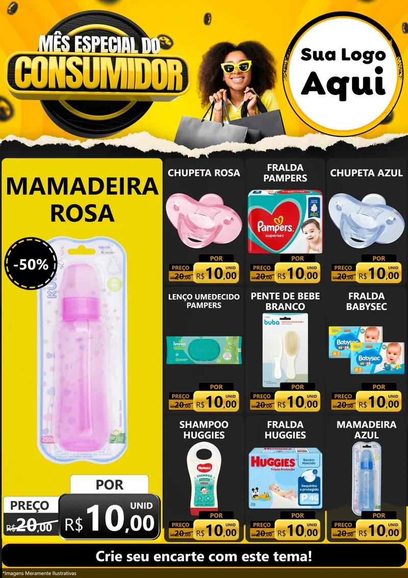 Modelo de Encarte para Encarte A4 Vertical com o tema Mês Especial do Consumidor para Bebês
