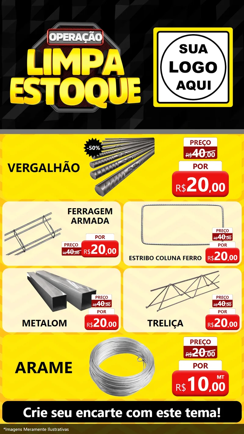 Modelo de TV para TV Vertical com o tema Operação Limpa Estoque para Ferragens