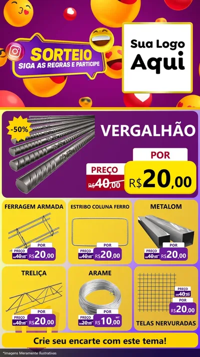 Modelo de Rede Social para Stories com o tema Sorteio para Ferragens
