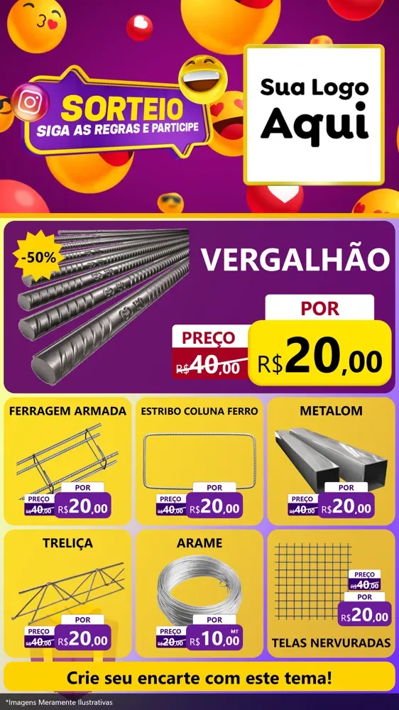 Modelo de Rede Social para Stories com o tema Sorteio para Ferragens
