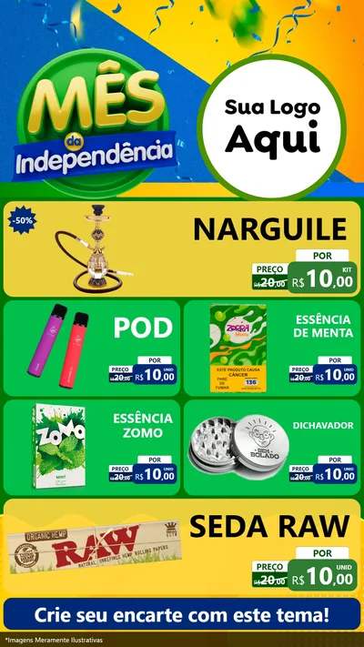 Modelo de TV para TV Vertical com o tema Mês da Independência para Tabacaria