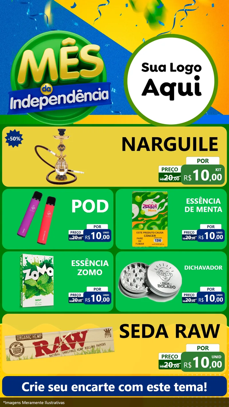 Modelo de TV para TV Vertical com o tema Mês da Independência para Tabacaria