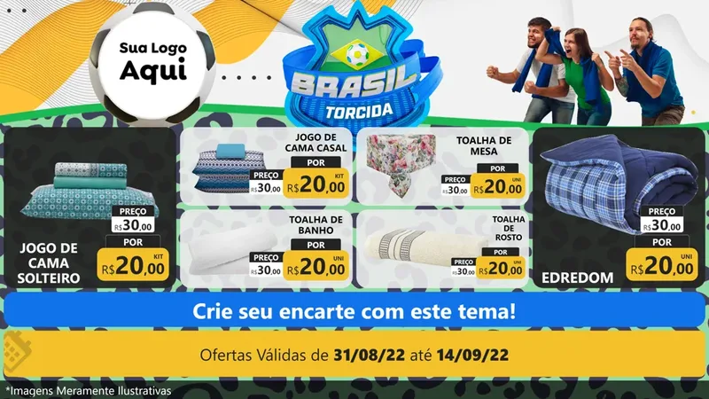 Modelo de TV para TV Horizontal com o tema Brasil Torcida - Copa para Cama, Mesa e Banho