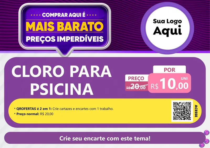 Modelo de Cartaz para Cartaz A4 Horizontal com o tema Mais Barato para Produtos para Piscina