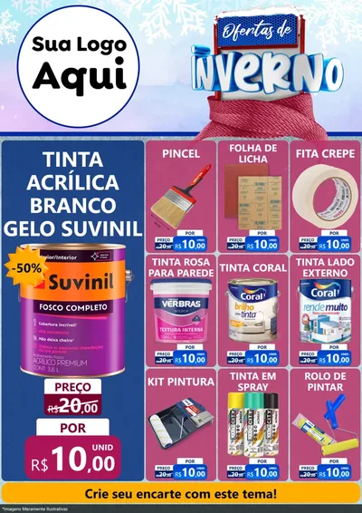 Modelo de Encarte para Encarte A4 Vertical com o tema Ofertas de Inverno para Tintas e Ferramentas