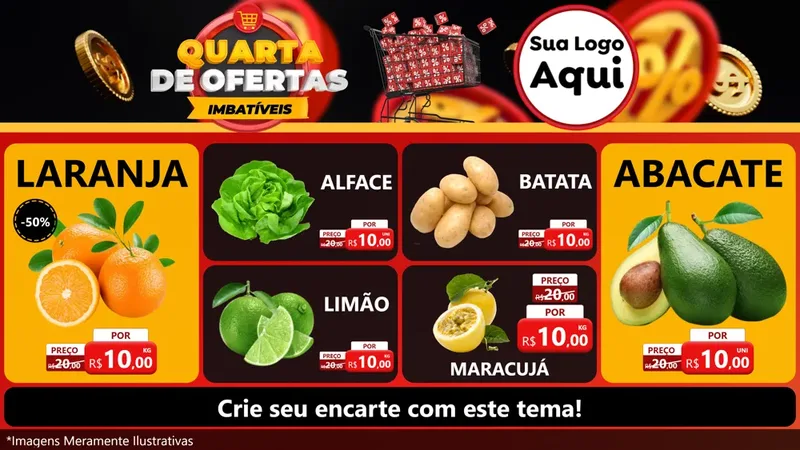 Modelo de TV para TV Horizontal com o tema Quarta de Ofertas Imbatíveis para Hortifrúti