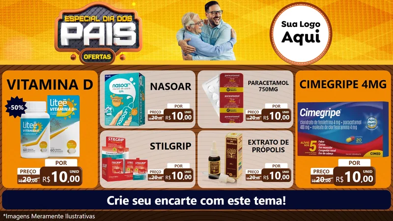 Modelo de TV para TV Horizontal com o tema Especial Dia dos Pais para Farmácia