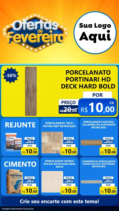 Modelo de Rede Social para Stories com o tema Ofertas de Fevereiro para Pisos e revestimentos