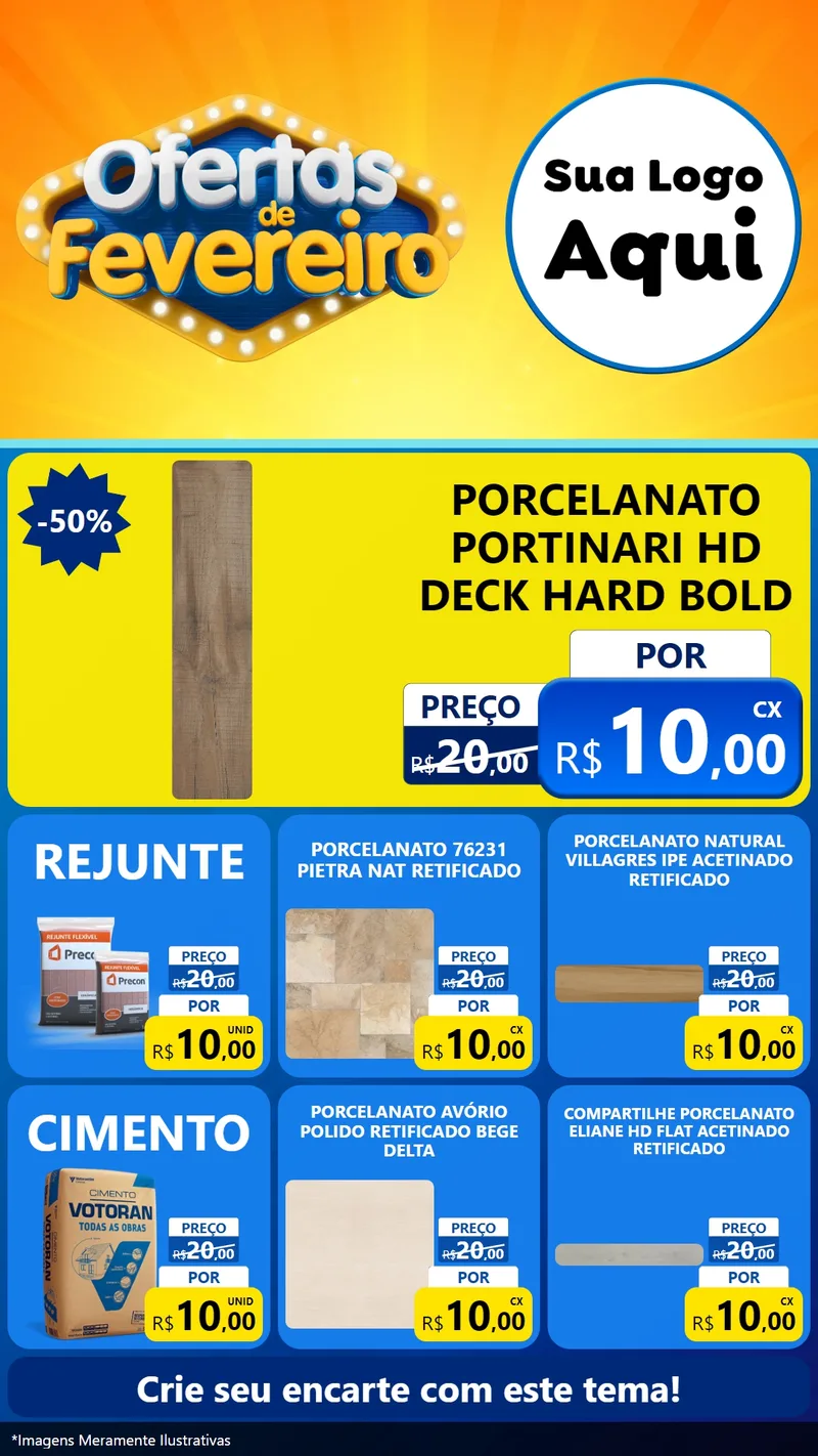Modelo de Rede Social para Stories com o tema Ofertas de Fevereiro para Pisos e revestimentos