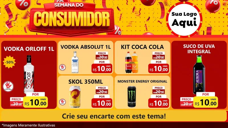 Modelo de TV para TV Horizontal com o tema Semana do Consumidor para Distribuidora de bebidas
