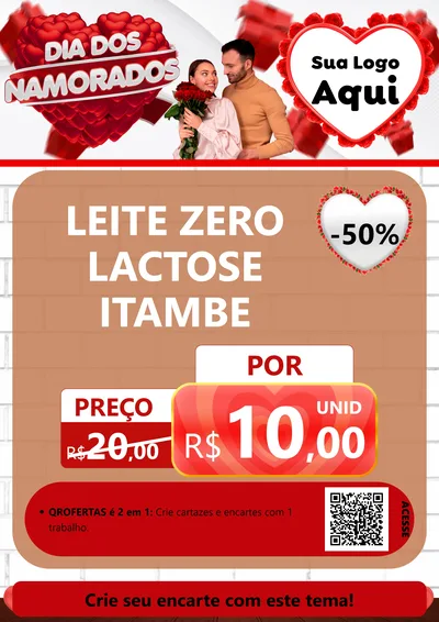 Modelo de Cartaz para Cartaz A4 Vertical com o tema Dia dos Namorados para Frios e Laticínios