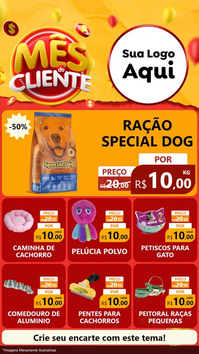 Modelo de Rede Social para Stories com o tema Mês do Cliente para Pet Shop