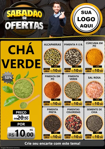 Modelo de Encarte para Encarte A4 Vertical com o tema Sabadão de Ofertas para Produtos Naturais