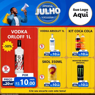 Modelo de Rede Social para Feed Facebook com o tema Oferta Exclusiva, Julho para Distribuidora de bebidas