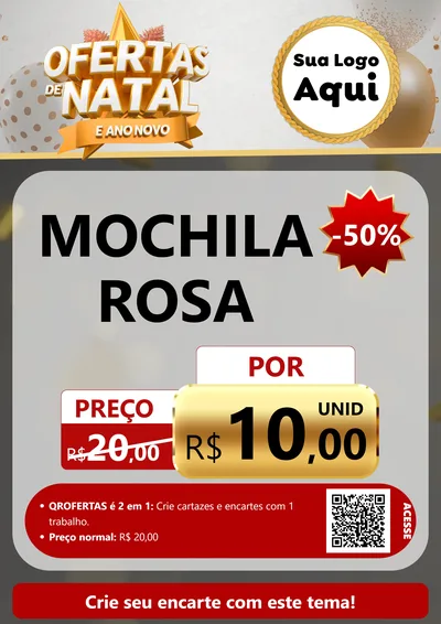 Modelo de Cartaz para Cartaz A4 Vertical com o tema Ofertas De Natal E Ano Novo para Papelaria